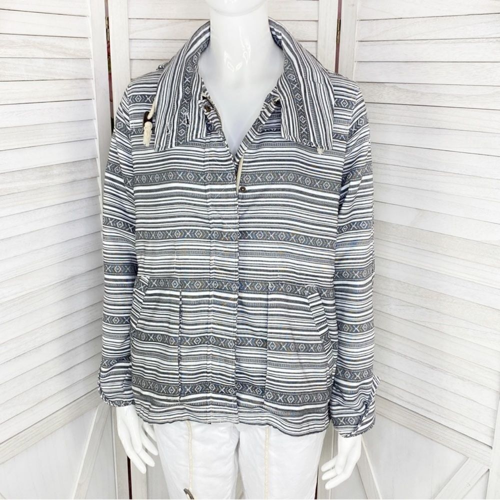 Thread & Supply Jacket Womens Small‎ Aztec Print Canvas Hooded Utility Full Zip